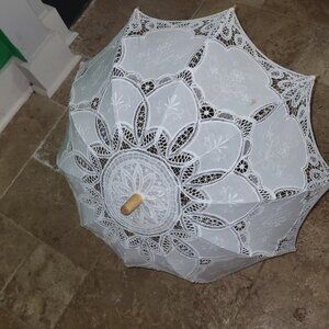Lace eyelet fabric sun umbrella
